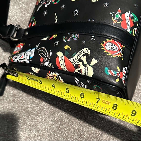Ed Hardy Black Satchel with Colorful Tattoo Design - Picture 10 of 11